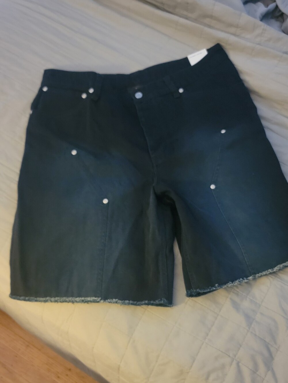 Jordan Men's Black Denim Shorts Jumpman Logo Button Closure 5-Pocket 9"